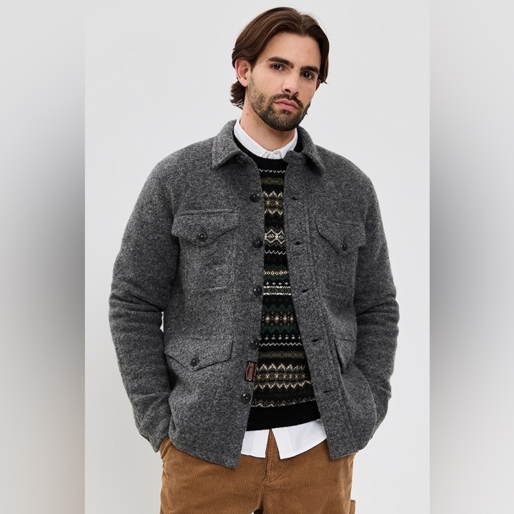 H&M Wool Blend Jacket Black White Button Front Coat Men’s Medium